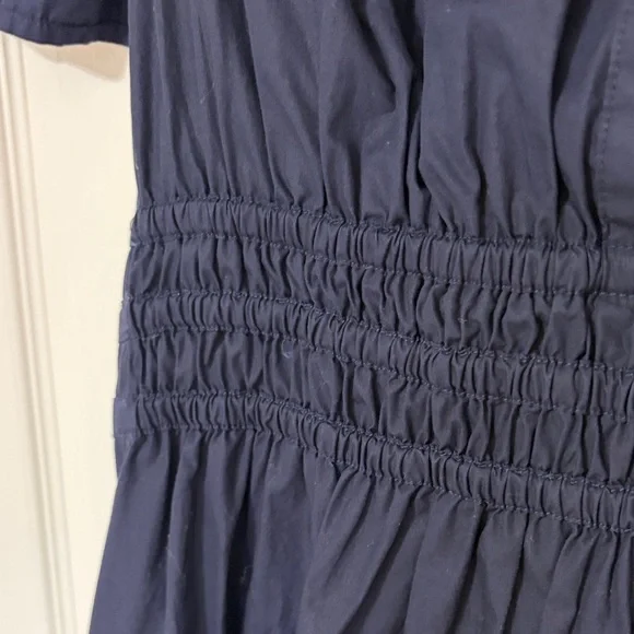 NWT Quince Women's Organic Cotton Poplin Tiered Mini Dress Navy Size Medium - Picture 4 of 13
